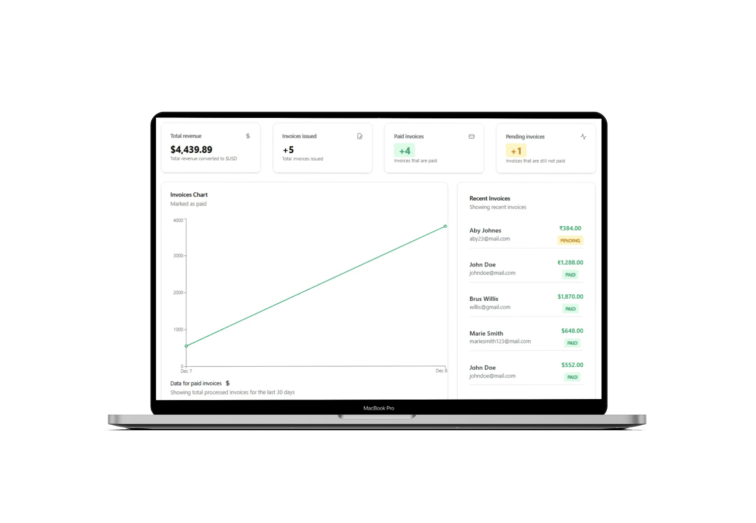 invoice app mockup